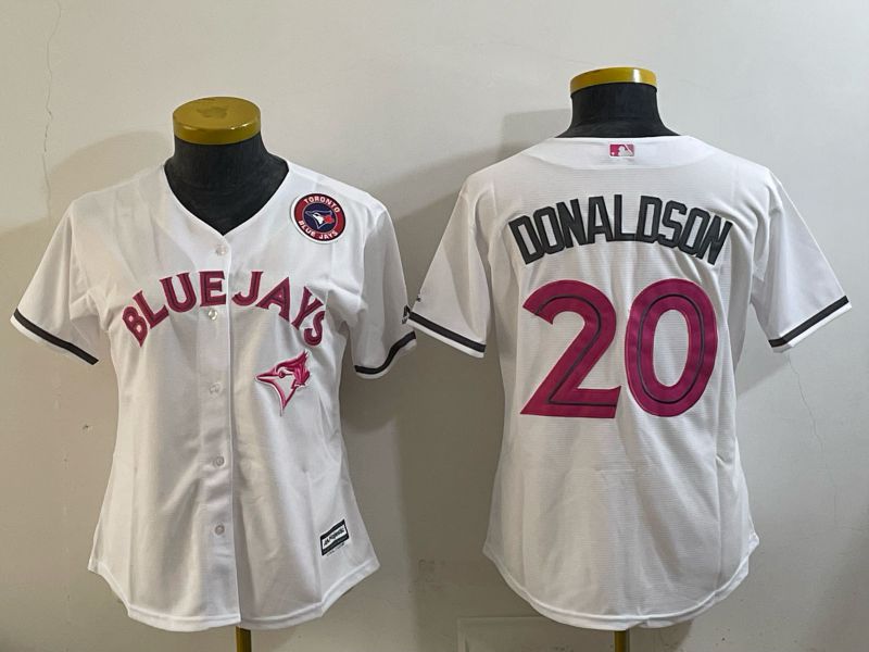 Women 2025 Nike Toronto Blue Jays #20 Donaldson White Game MLB Jersey 05->women mlb jersey->Women Jersey
